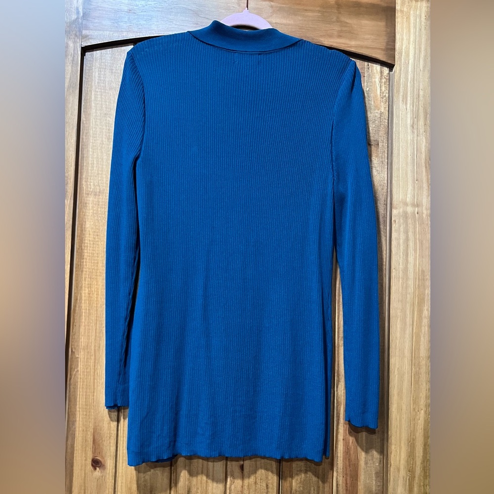 The Drop Button-Front Ribbed Collared Cardigan - image 2